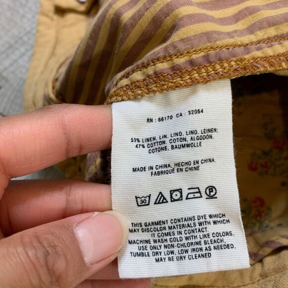 Hei Hei Shorts Women 6 Curry Linen Blend Pleated Pocket Drawstring Anthropologie - Picture 7 of 11